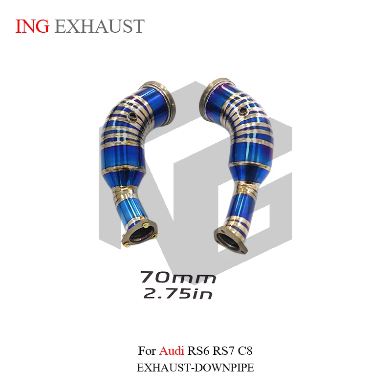 BNB Audi RS6 RS7 C8 Titanium Exhaust Downpipe 80x40x30 Blue