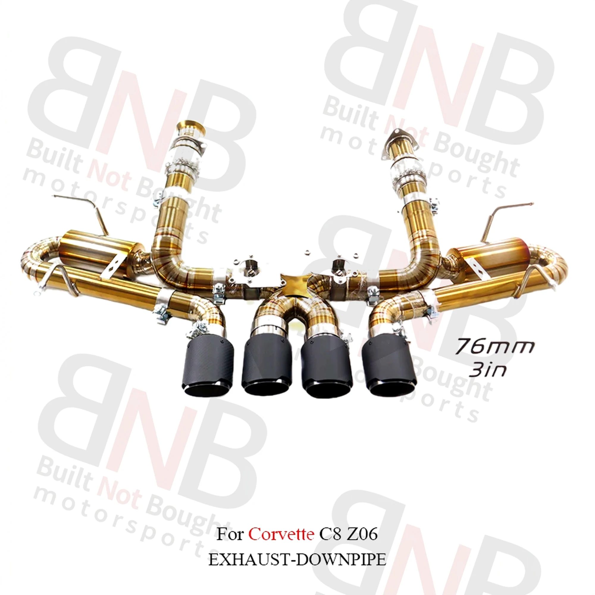 BNB Titaniumz Catback Exhaust System for Corvette C8 Z06 Titanium Alloy Golden