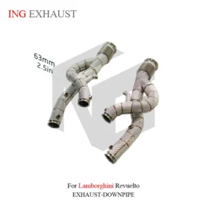 ING Stainless Steel Exhaust Downpipe for Lamborghini Revuelto Downpipe Exhaust With Heat Shield High Flow Auto Performance Parts