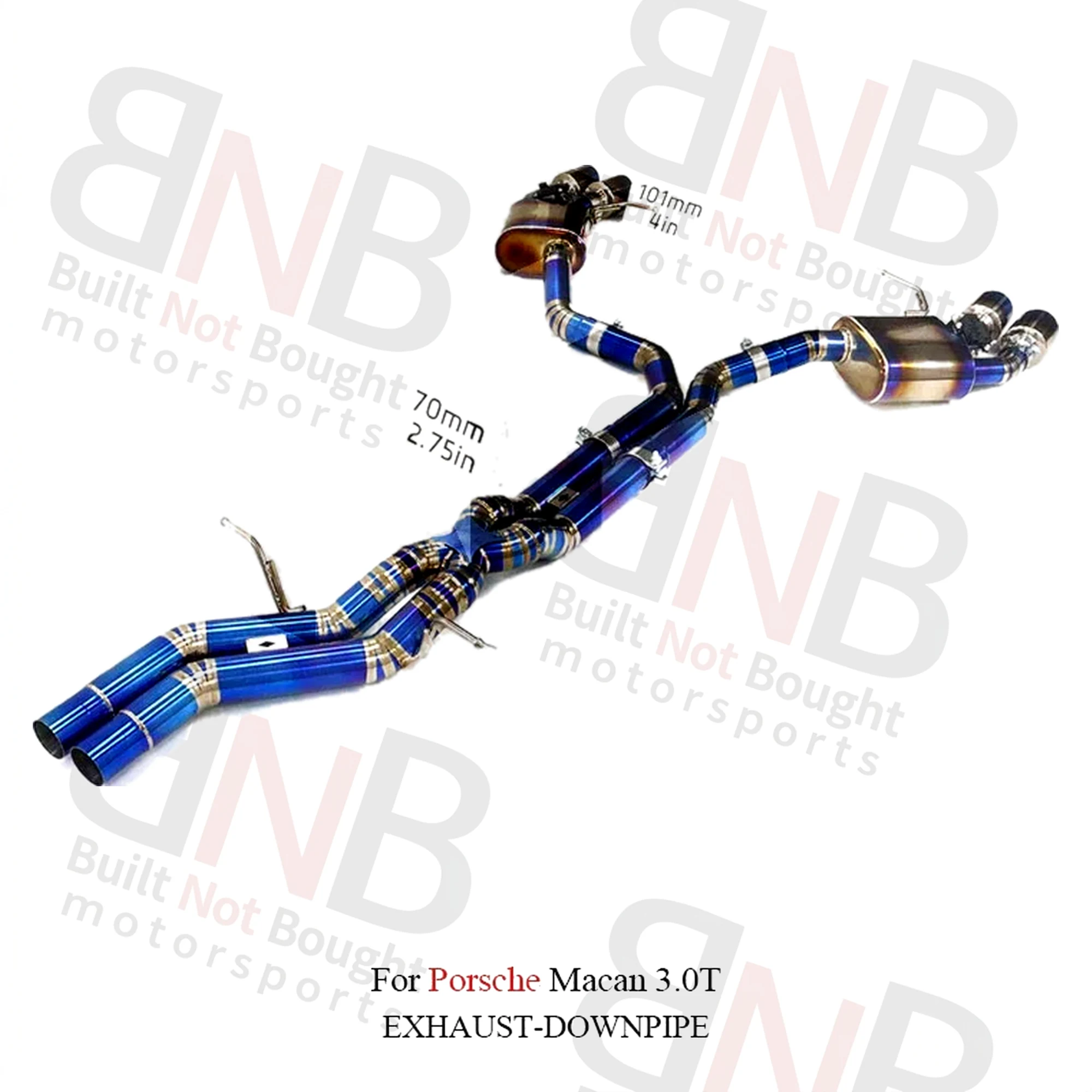 BNB Titaniumz Valvetronic Catback Exhaust for Porsche Macan 3.0T Blue