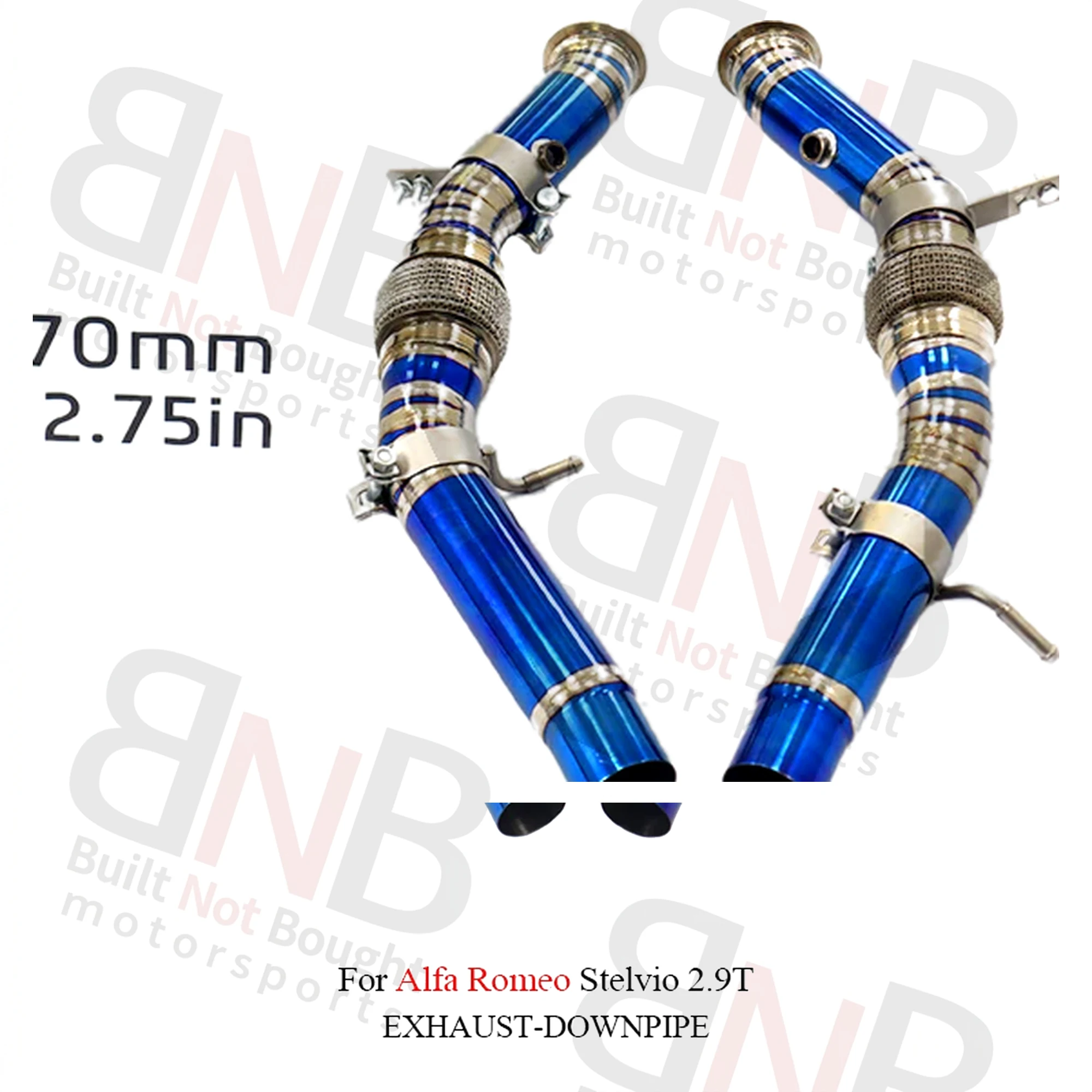 BNB Titaniumz Titanium Exhaust Downpipe for Alfa Romeo Stelvio 2.9T Silver