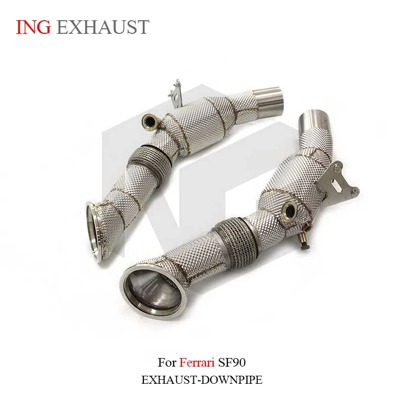 BNB Titaniumz Fashion Stainless Steel Exhaust Downpipe for Ferrari SF90 Silvery