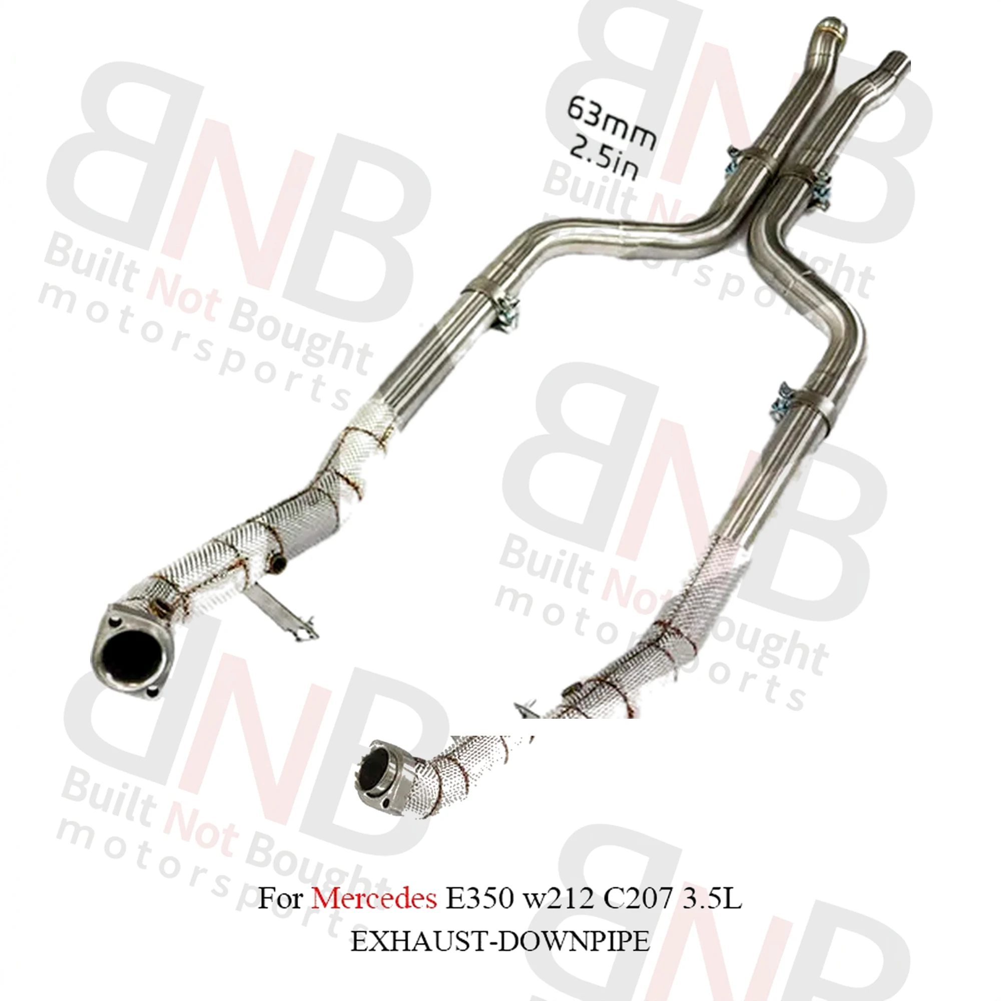 BNB Stainless Exhaust Downpipe for Mercedes E350 W212 3.5L Silvery 120x60x50mm