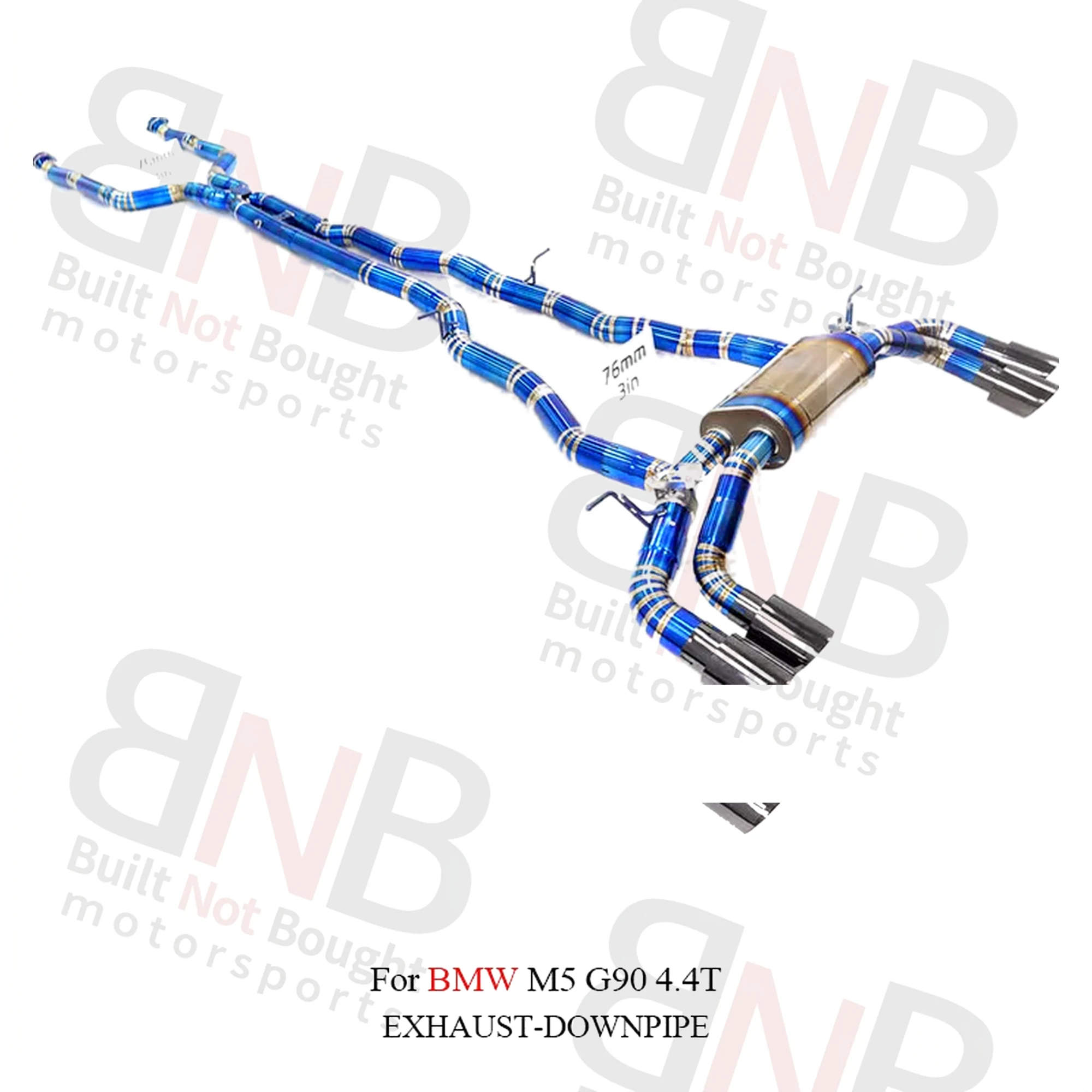 BNB Titaniumz Catback Exhaust System BMW M5 G90 Blue 120x50x40