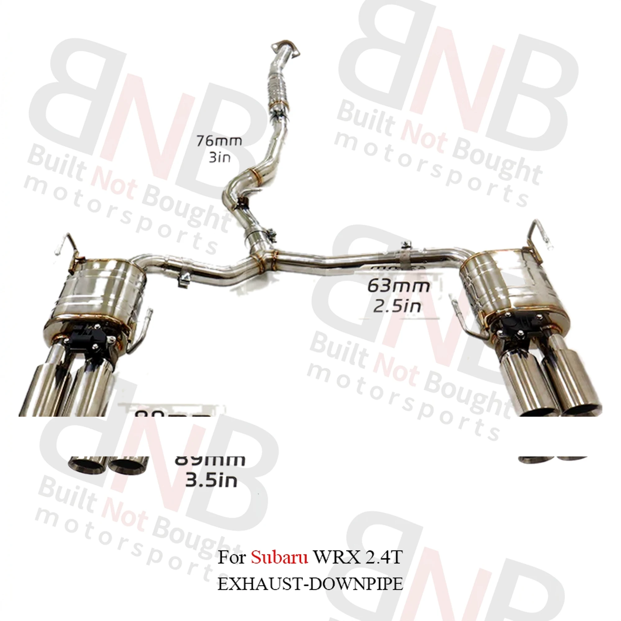 BNB Catback Exhaust System 1.5mm Thick Stainless Steel Subaru WRX 2.4T 2020+ Silvery 120x60x30cm