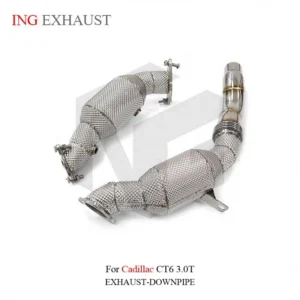 BNB Titaniumz Stainless Steel Heat Shield Downpipe for Cadillac CT6 3.0T Silvery