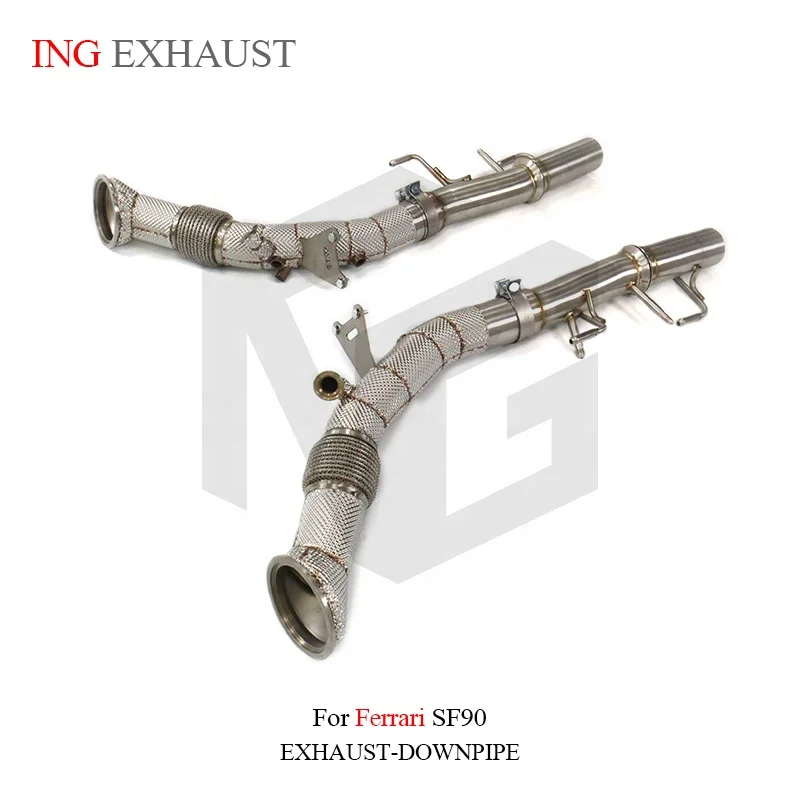 BNB Titaniumz Stainless Steel Downpipe for Ferrari SF90 with Heat Shield