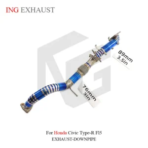 BNB Titaniumz Honda Civic Type-R FL5 Downpipe Exhaust Titanium Blue