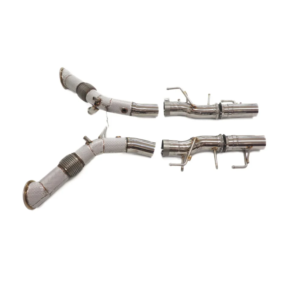 BNB Titaniumz Stainless Steel Downpipe for Ferrari SF90 with Heat Shield
