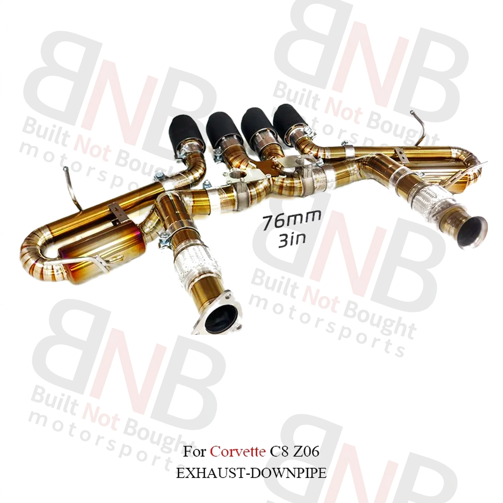BNB Titaniumz Catback Exhaust for Corvette C8 Z06 Titanium OEM Valve Quad Tips