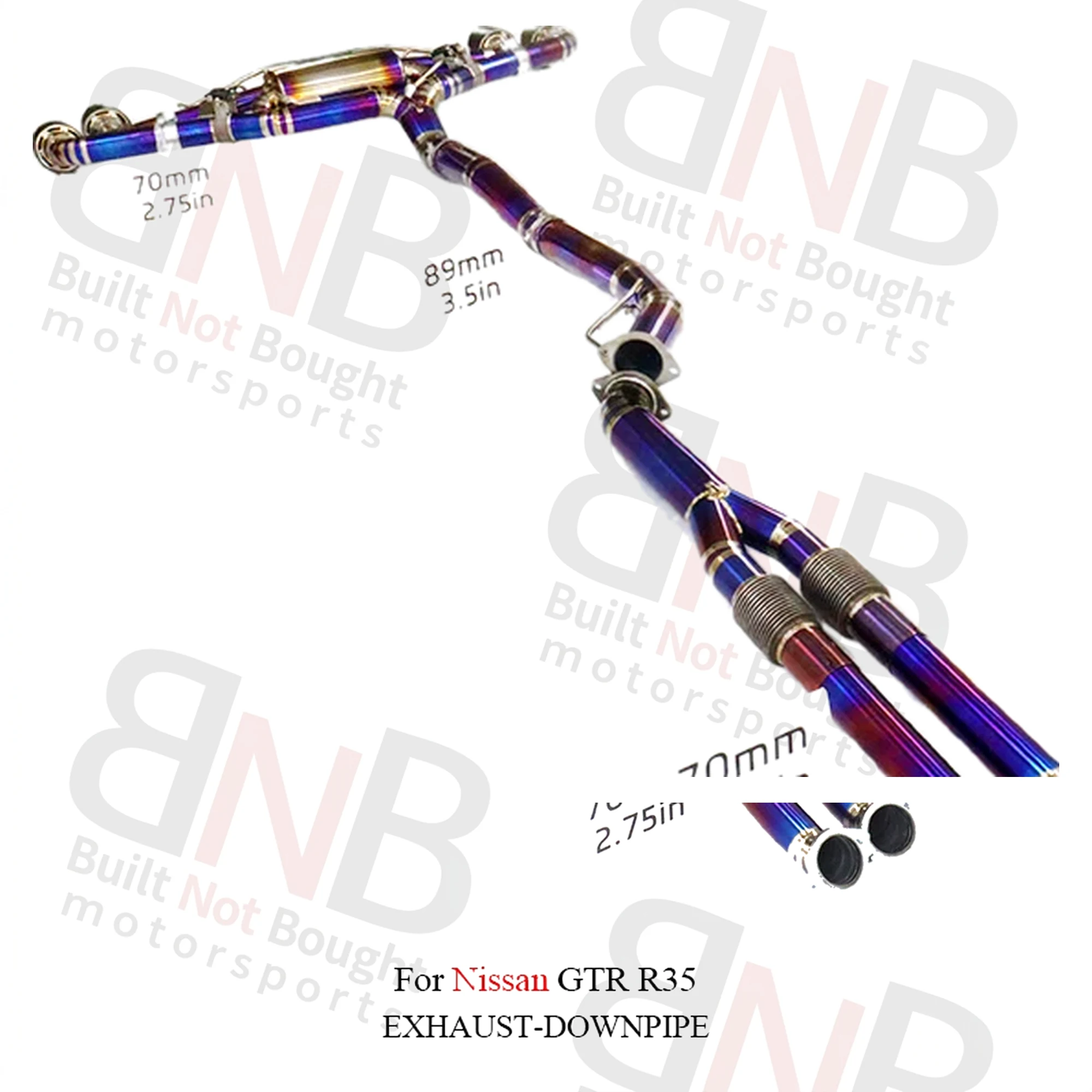 BNB Nissan GTR R35 Titanium Valved Muffler Exhaust System Purple