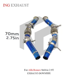 BNB Titaniumz Titanium Exhaust Downpipe for Alfa Romeo Stelvio 2.9T Blue-Gold