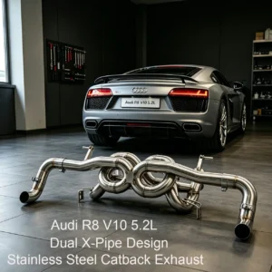 BNB Titaniumz Audi R8 V10 5.2L Catback Exhaust Dual X-Pipe Stainless Steel