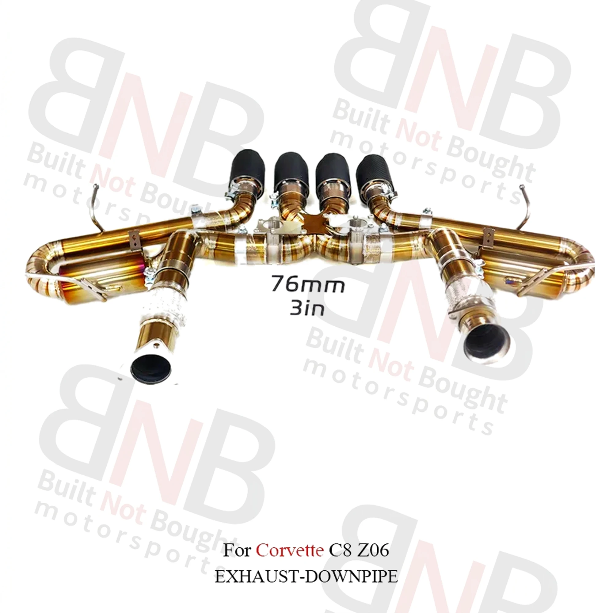 BNB Titaniumz Catback Exhaust for Corvette C8 Z06 Titanium OEM Valve Quad Tips