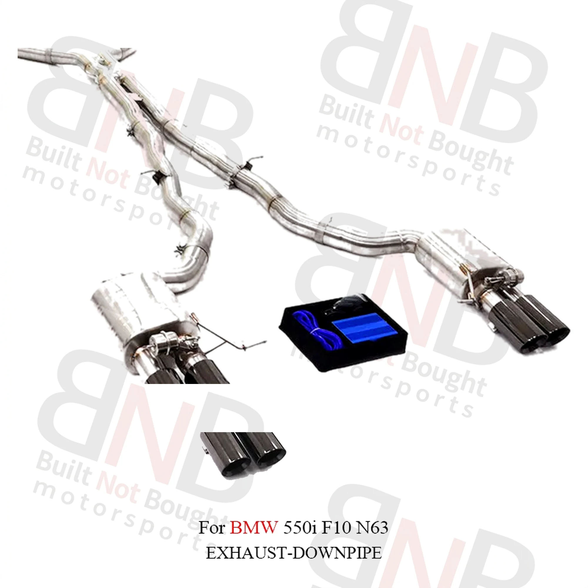 BNB Titaniumz Stainless Steel Catback Exhaust BMW 550i F10 N63 Silver 120x60x50
