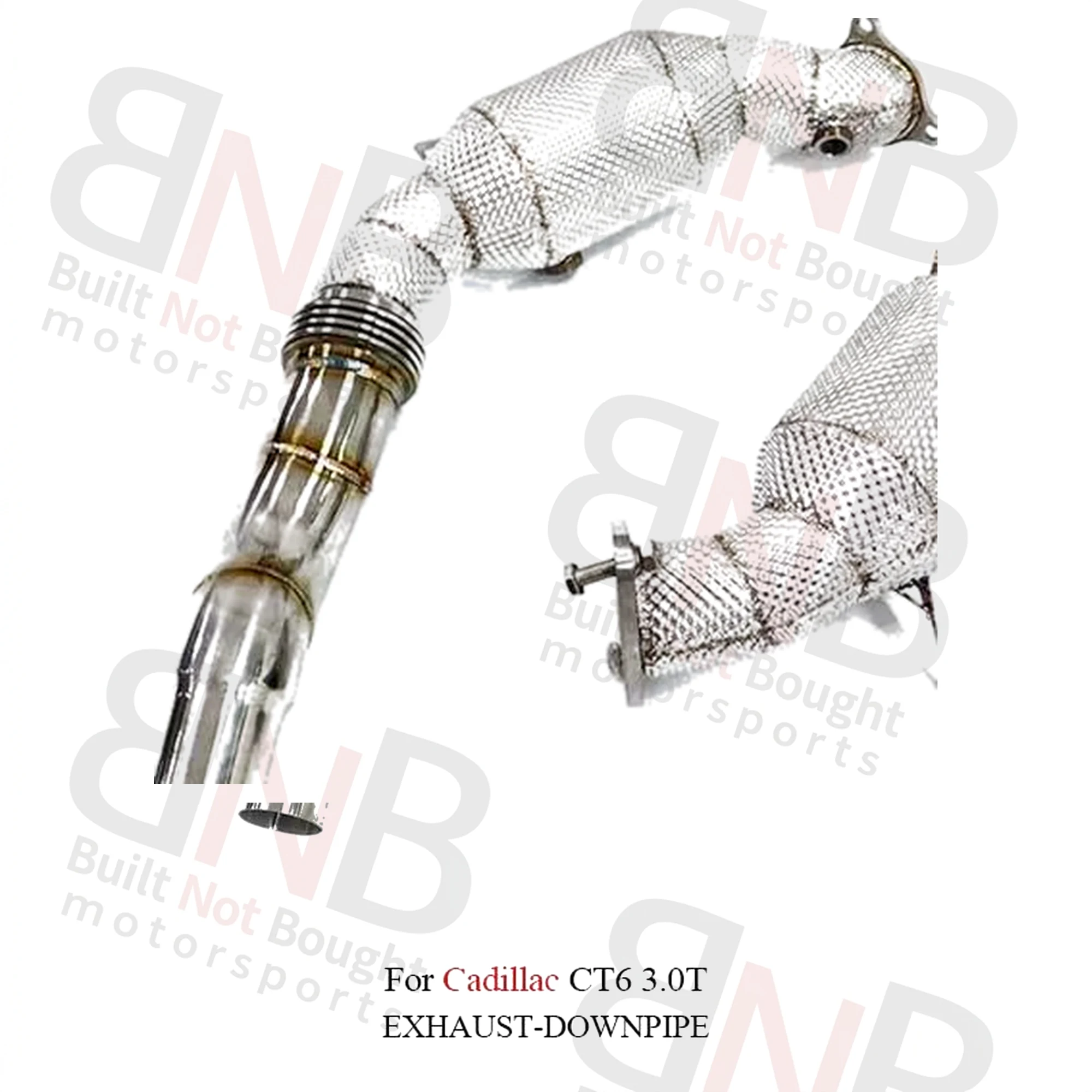 BNB Titaniumz Stainless Steel Heat Shield Downpipe for Cadillac CT6 3.0T Silvery