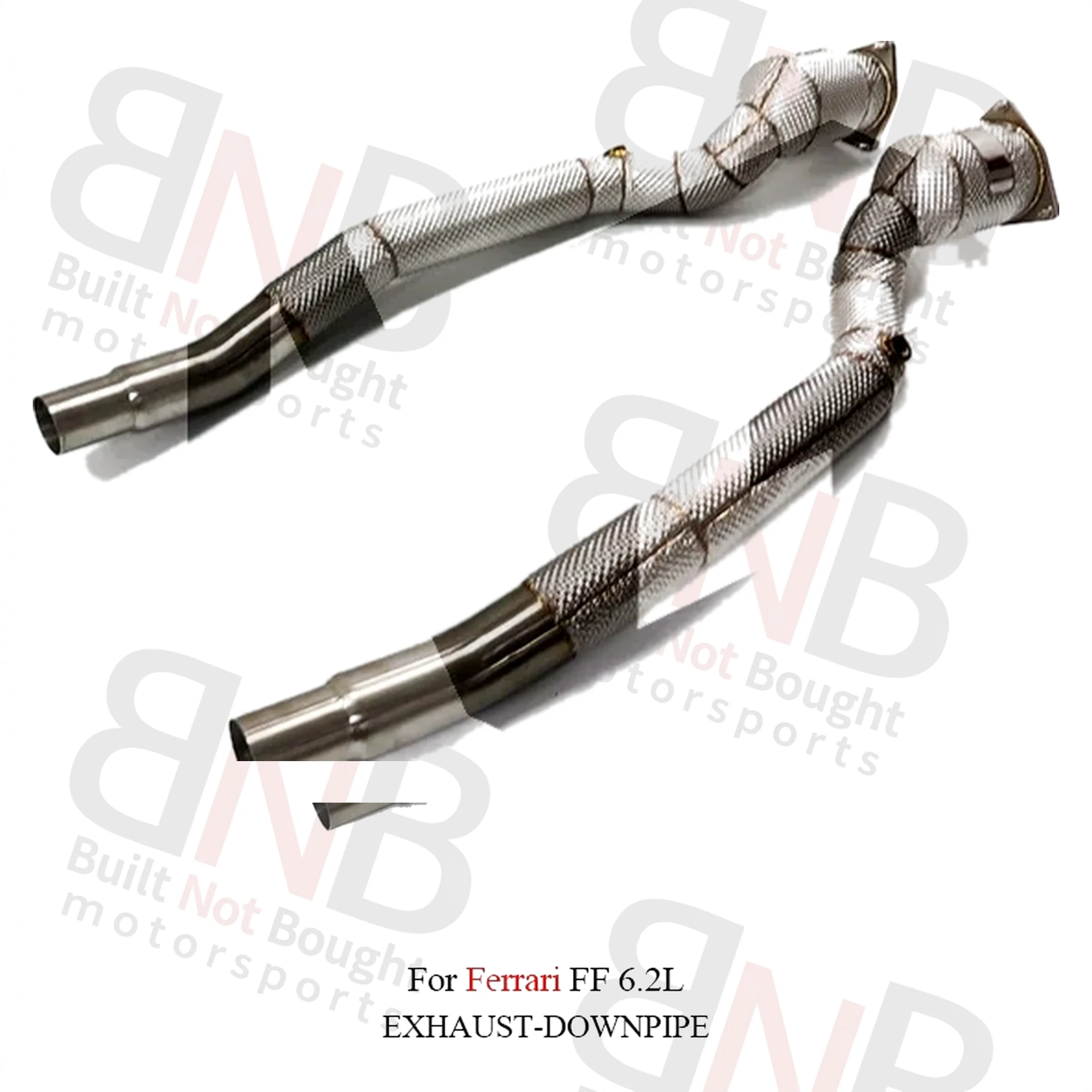 BNB Titaniumz Stainless Steel Exhaust Downpipe for Ferrari FF 6.2L With Heat Shield Silvery