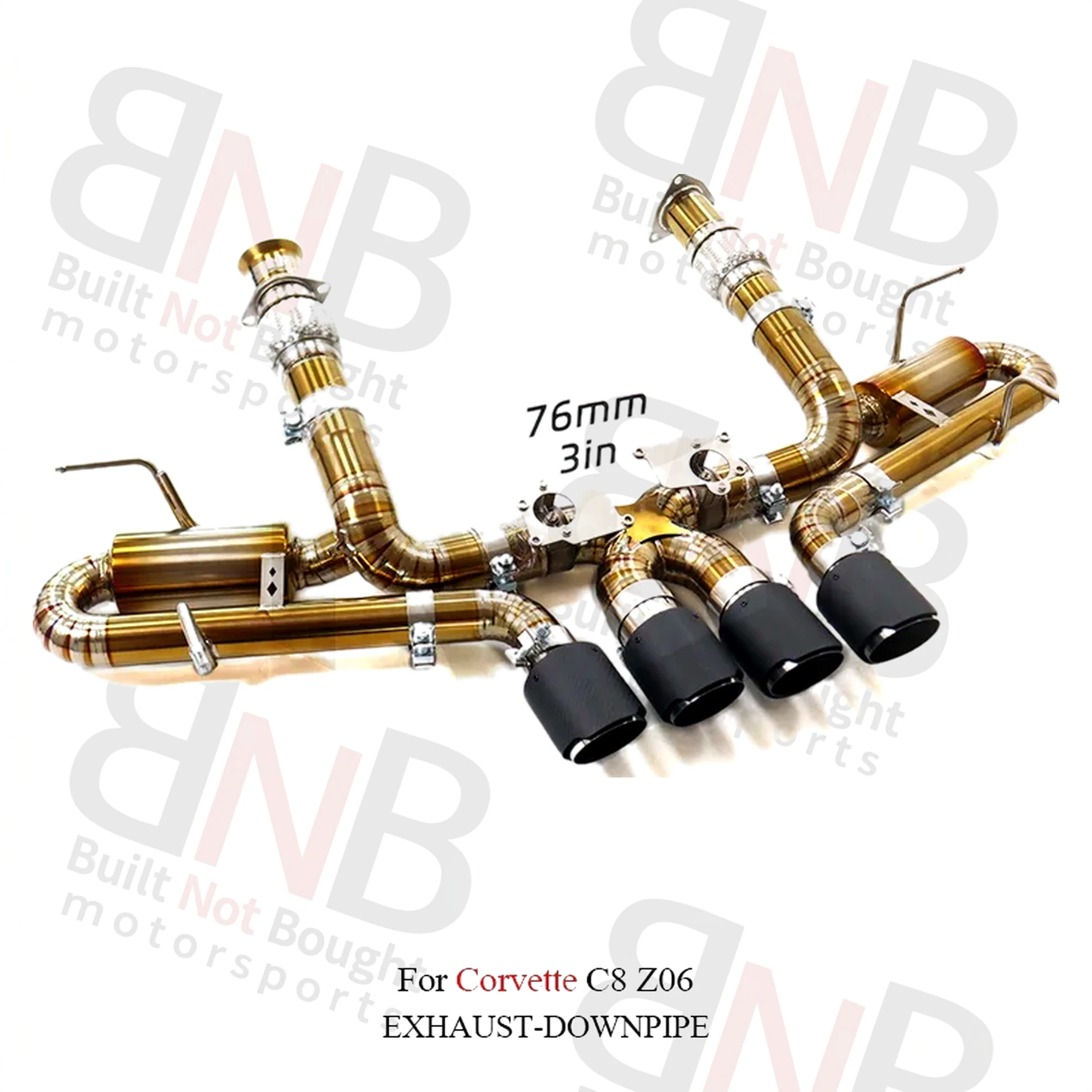 BNB Titaniumz Catback Exhaust for Corvette C8 Z06 Titanium OEM Valve Quad Tips