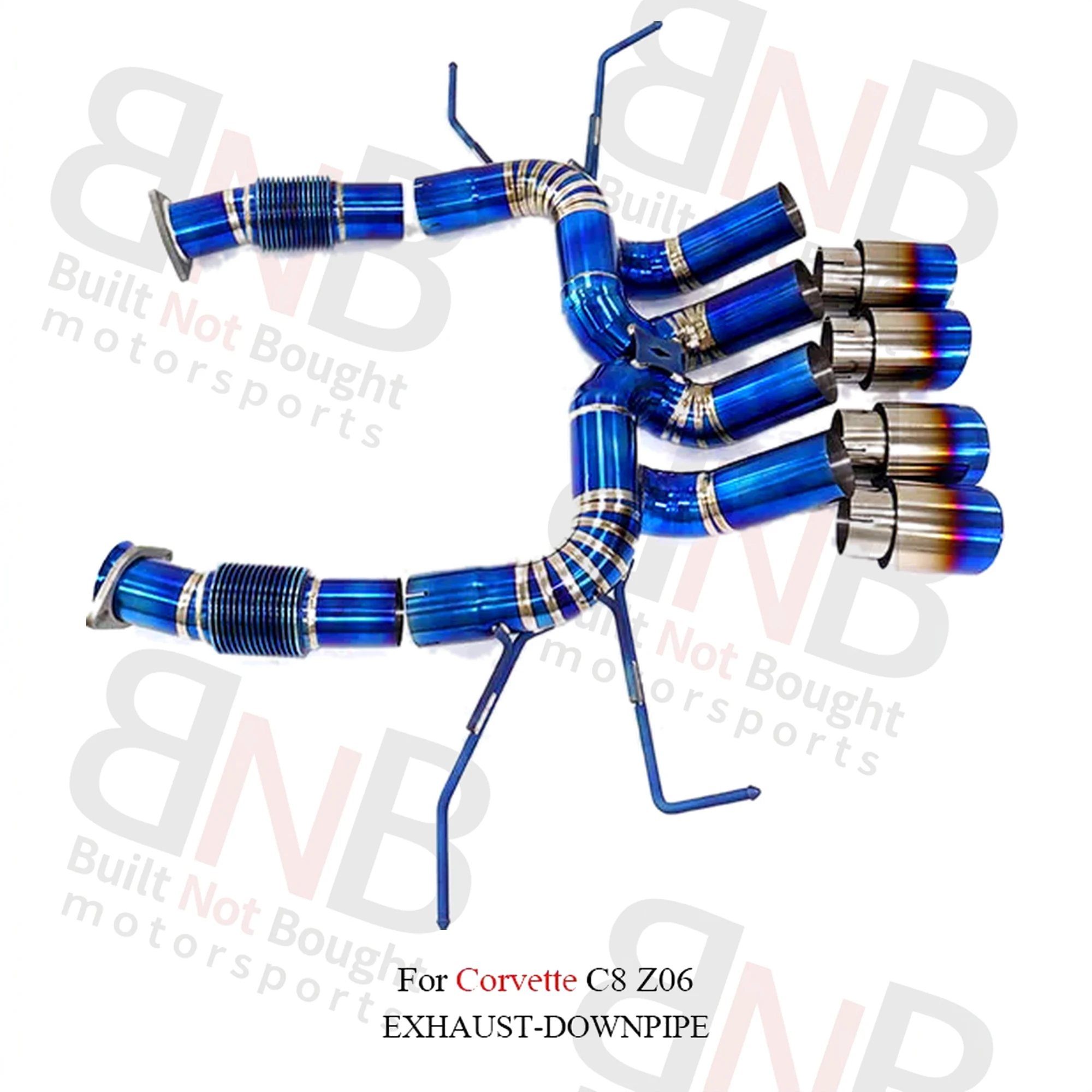 BNB Titaniumz Titanium Exhaust Straight Pipe Corvette C8 Z06 Blue 120x60x50
