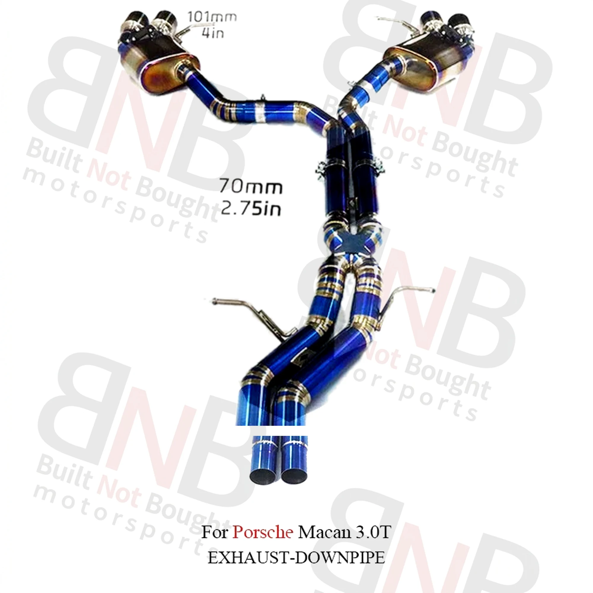 BNB Titaniumz Valvetronic Catback Exhaust for Porsche Macan 3.0T Blue