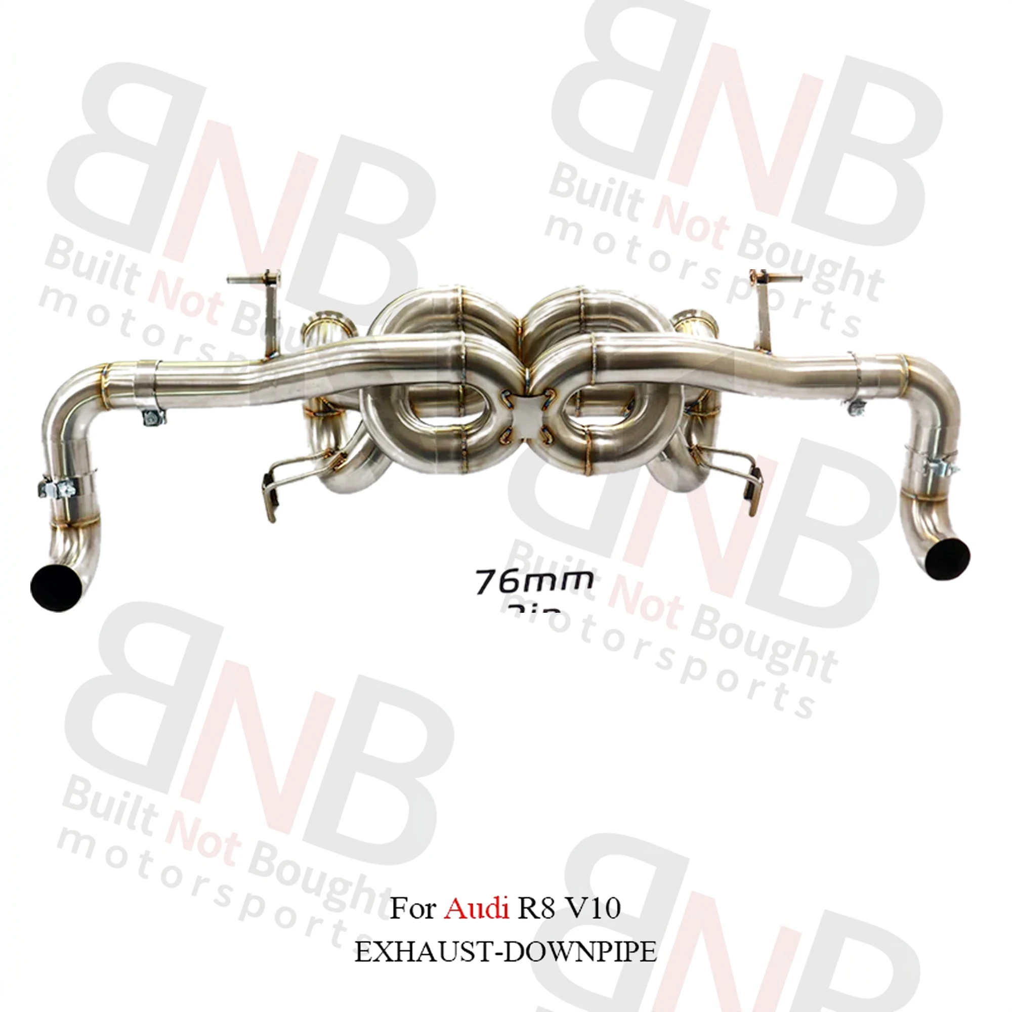 BNB Titaniumz Audi R8 V10 5.2L Catback Exhaust Dual X-Pipe Stainless Steel