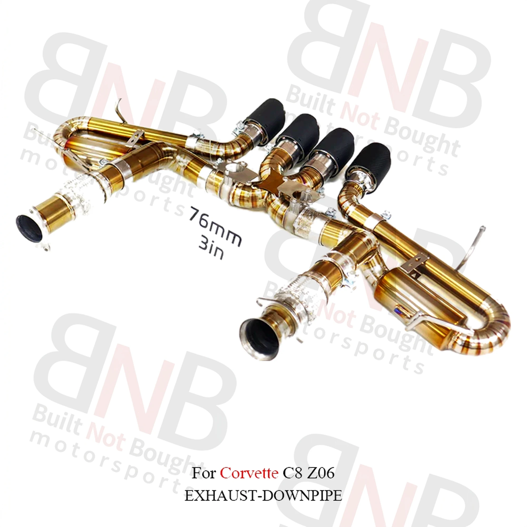BNB Titaniumz Catback Exhaust System for Corvette C8 Z06 Titanium Alloy Golden