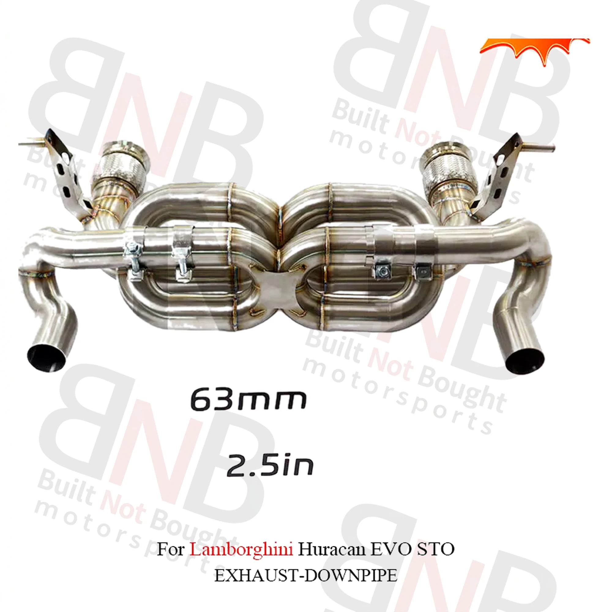 BNB Titaniumz Valvetronic Exhaust Dual X Pipe Stainless for Lamborghini Huracan EVO STO
