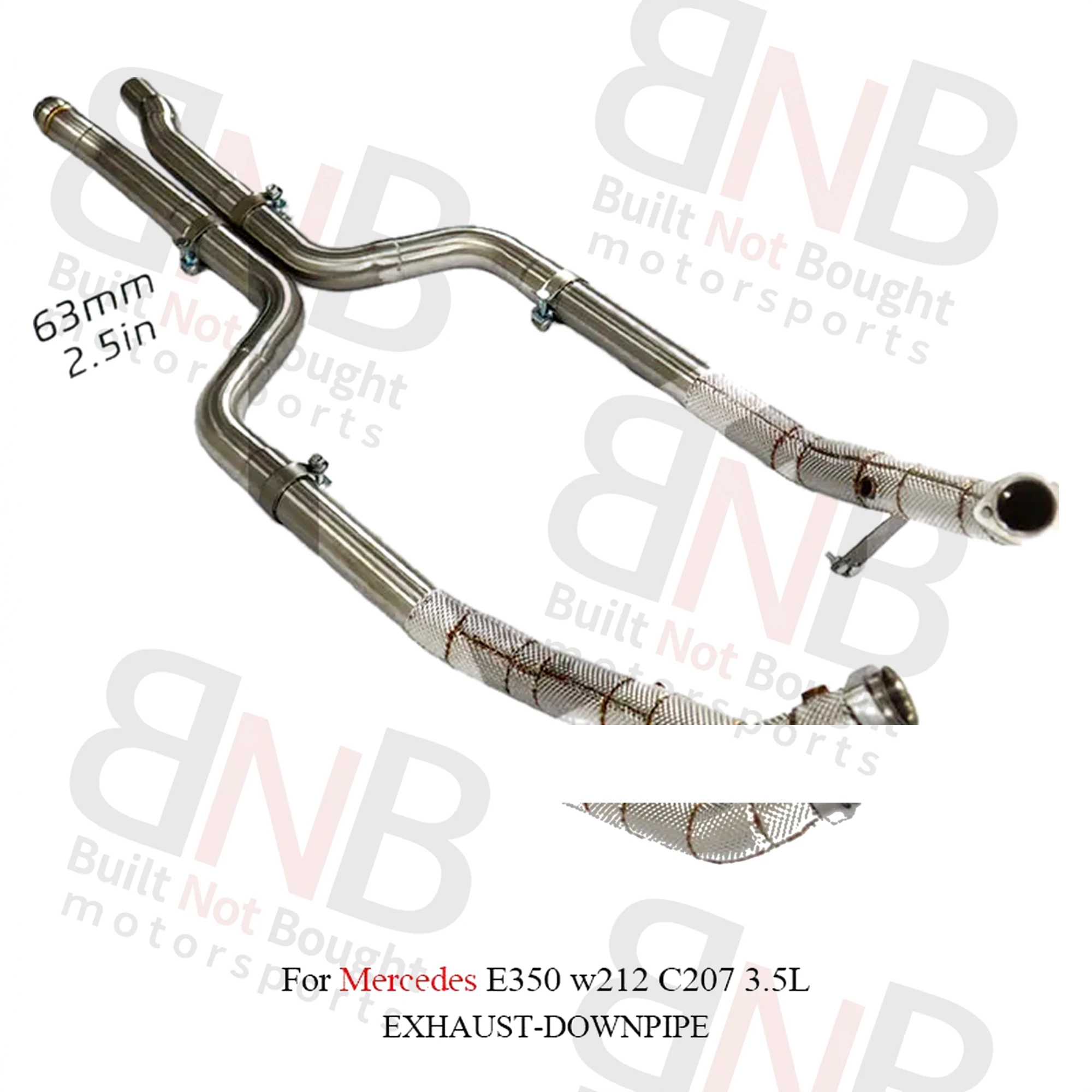 BNB Stainless Exhaust Downpipe for Mercedes E350 W212 3.5L Silvery 120x60x50mm