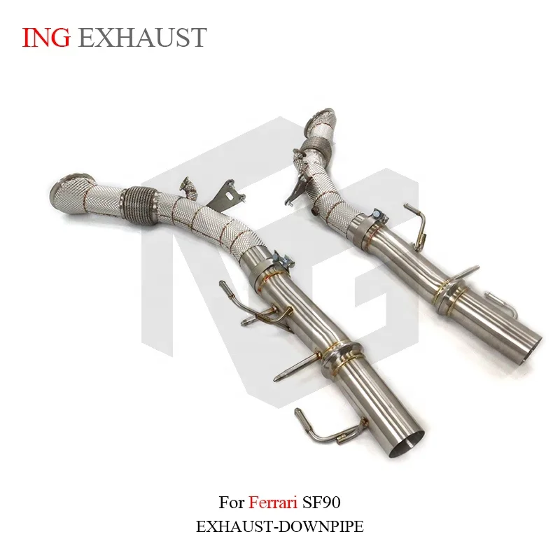 BNB Titaniumz Stainless Steel Downpipe for Ferrari SF90 with Heat Shield