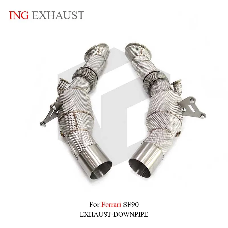 BNB Titaniumz Fashion Stainless Steel Exhaust Downpipe for Ferrari SF90 Silvery