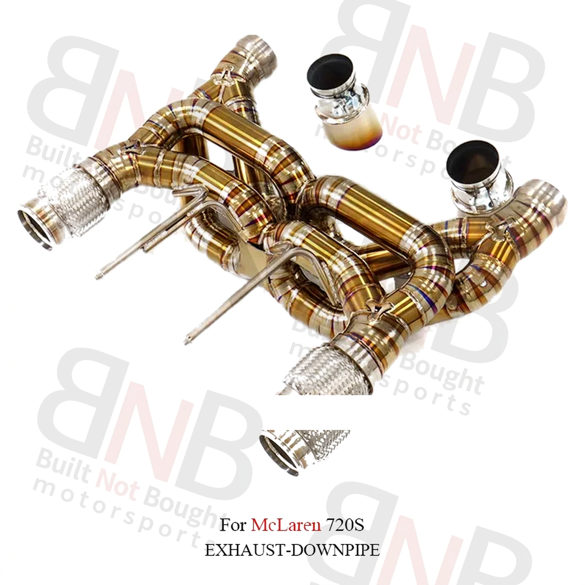 BNB Titaniumz McLaren 720S Catback Exhaust Titanium Double X Tube Golden