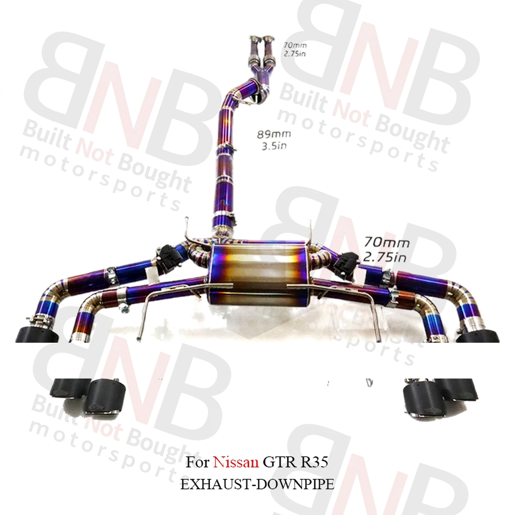 BNB Titaniumz Titanium Exhaust System for Nissan GTR R35 120x50x40 Slivery