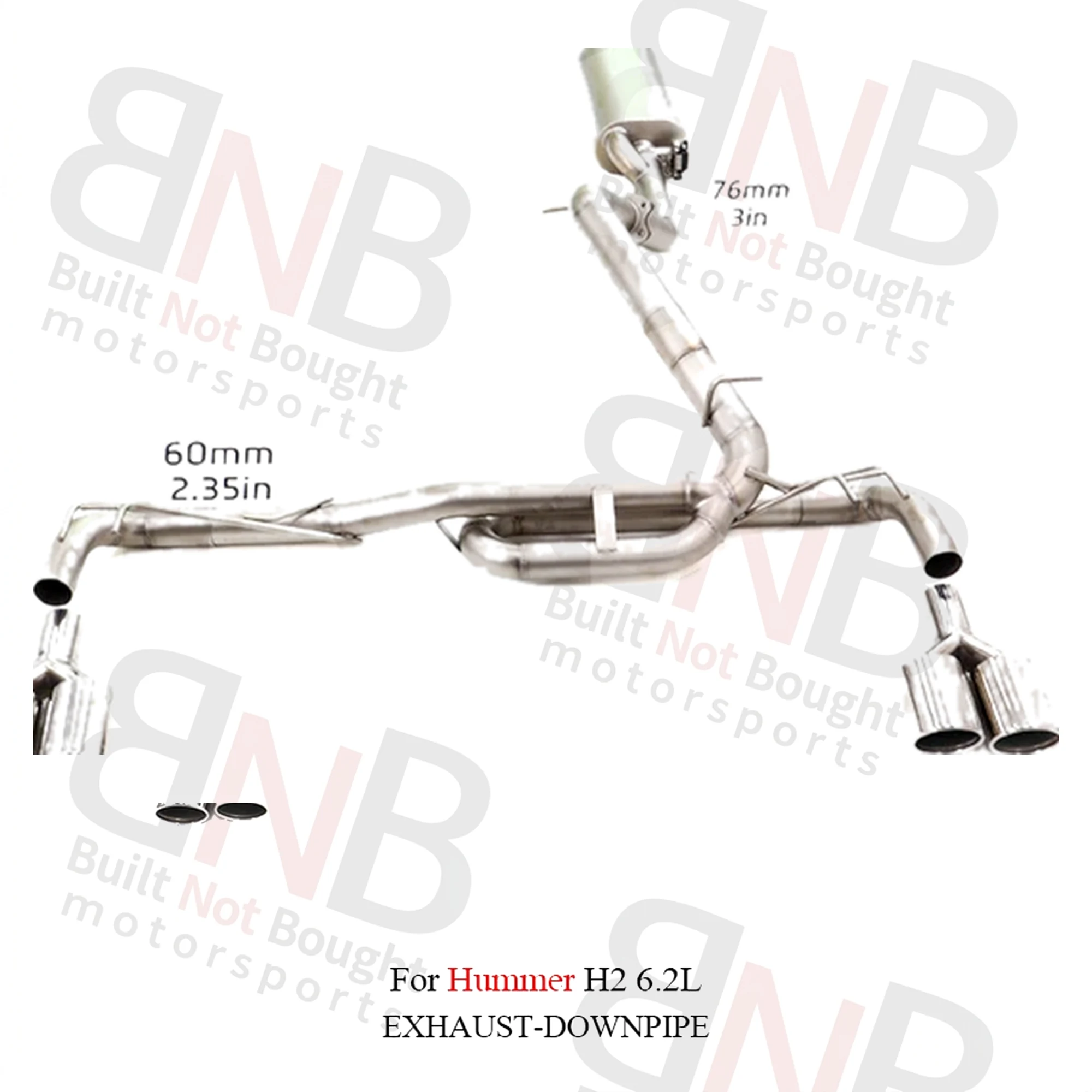 BNB Titaniumz Valvetronic Catback Exhaust System for Hummer H2 6.2L Silvery