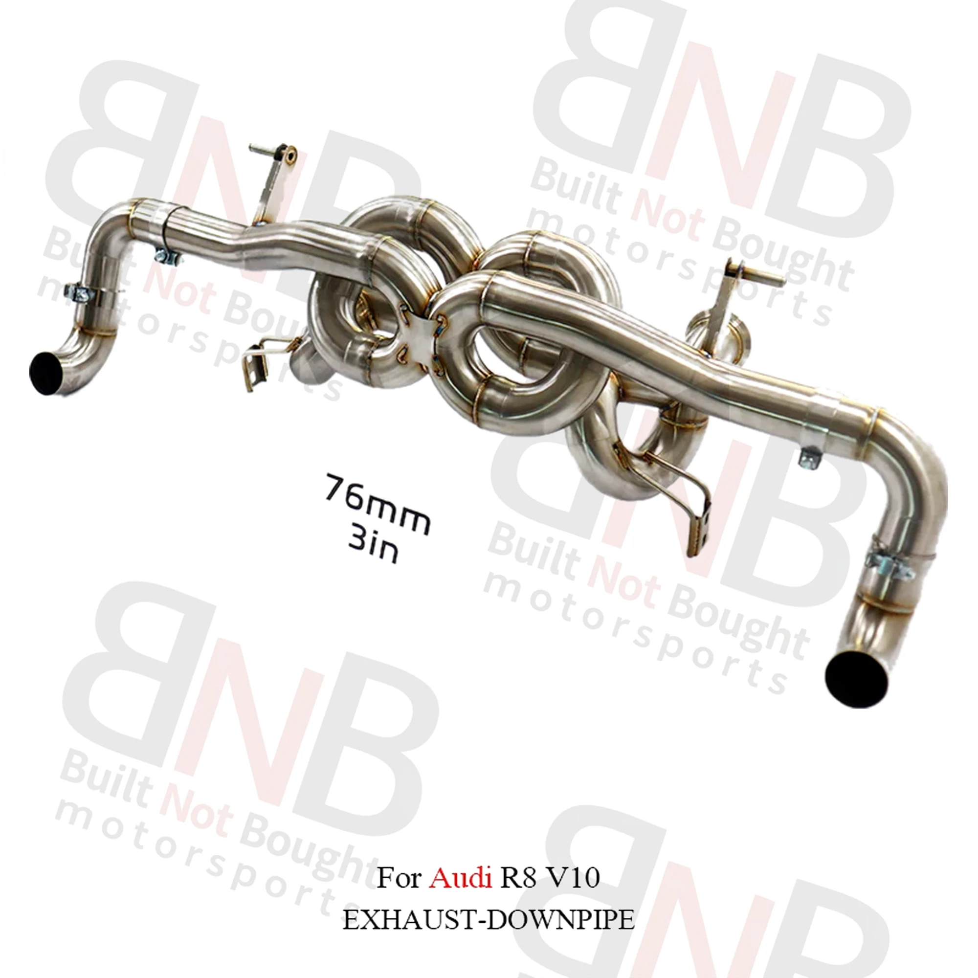 BNB Titaniumz Audi R8 V10 5.2L Catback Exhaust Dual X-Pipe Stainless Steel