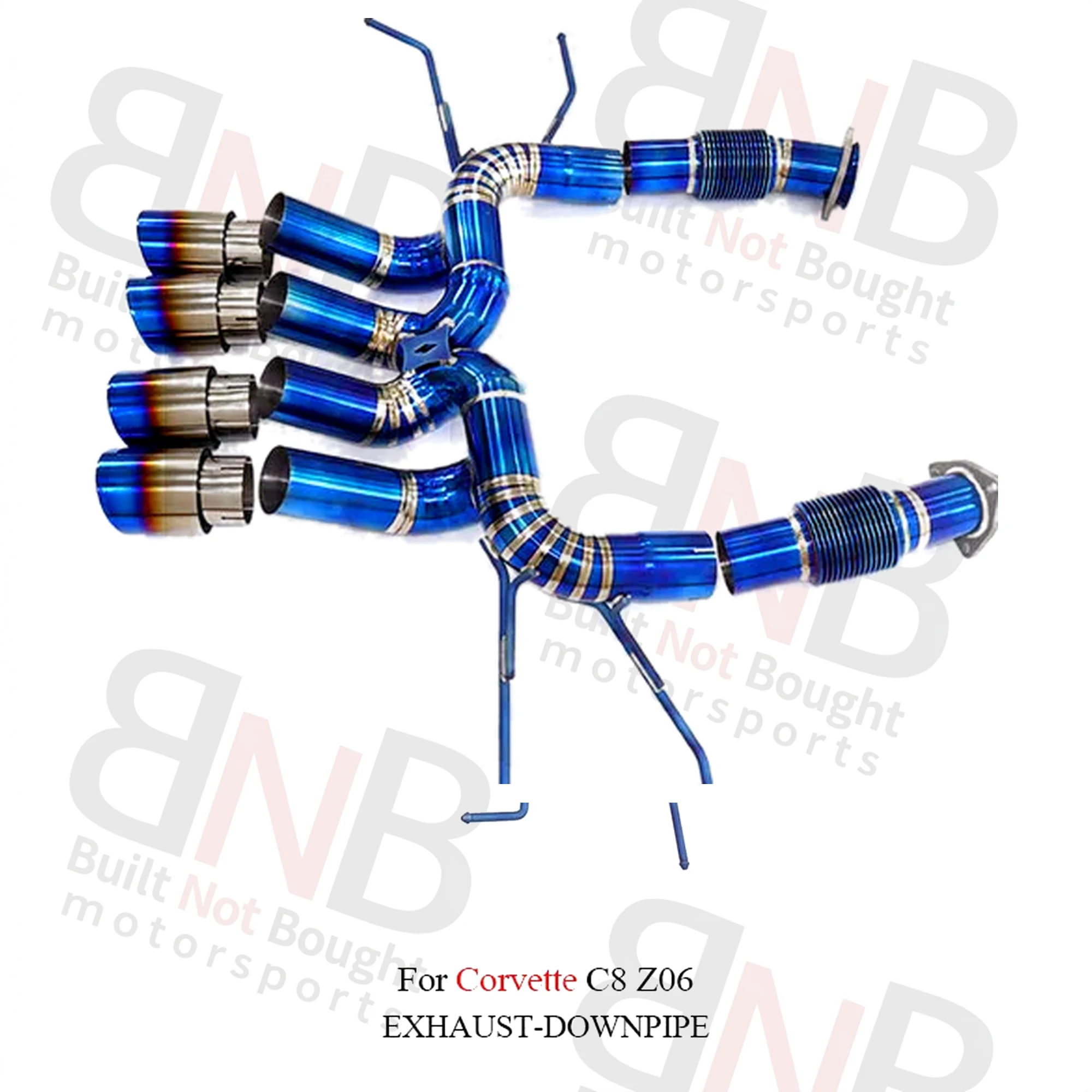 BNB Titaniumz Titanium Exhaust Straight Pipe Corvette C8 Z06 Blue 120x60x50