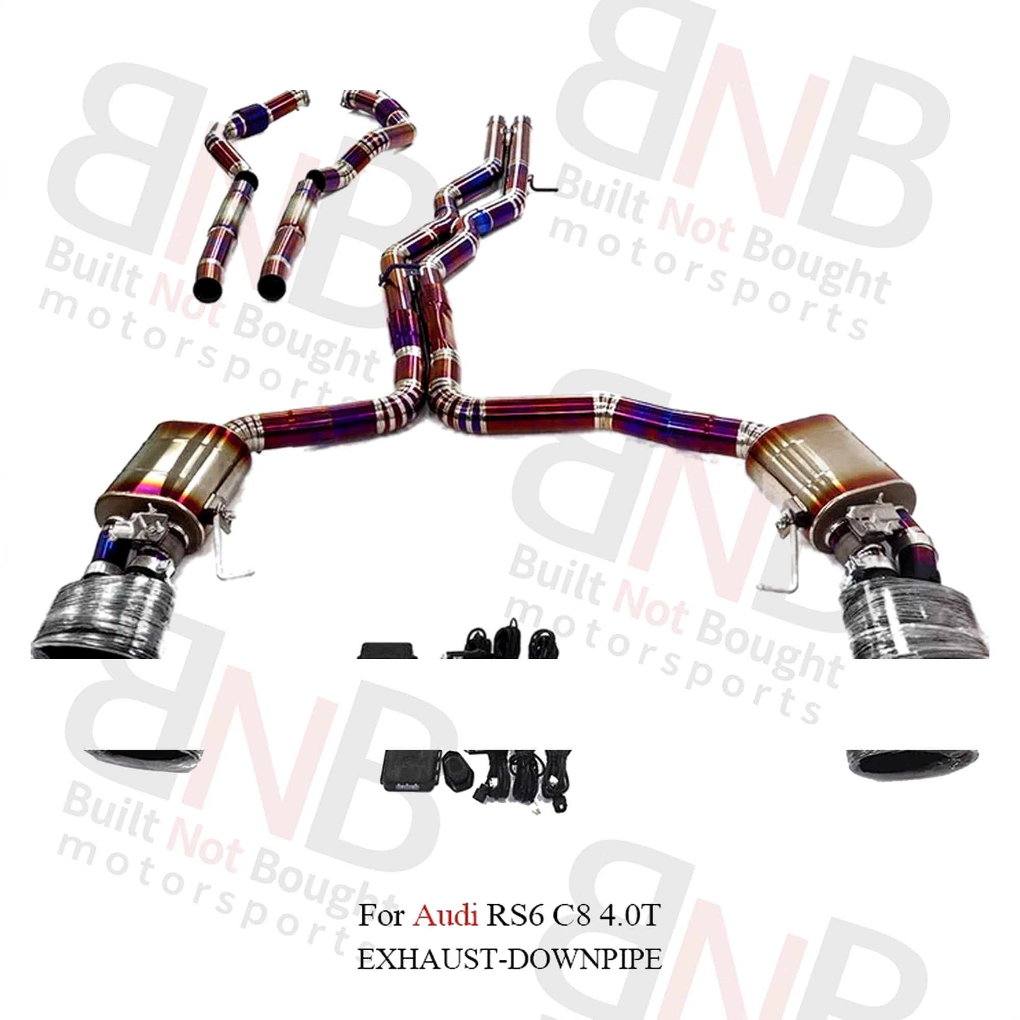 BNB Titaniumz Catback Exhaust Pipe for Audi RS6 C8 4.0T Valve Purple 120x60x30cm
