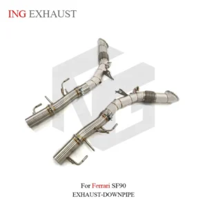 BNB Titaniumz Stainless Steel Downpipe for Ferrari SF90 with Heat Shield