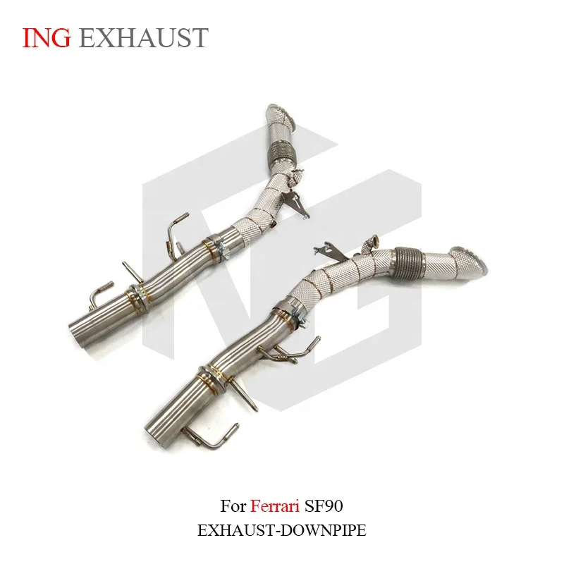 BNB Titaniumz Stainless Steel Downpipe for Ferrari SF90 with Heat Shield