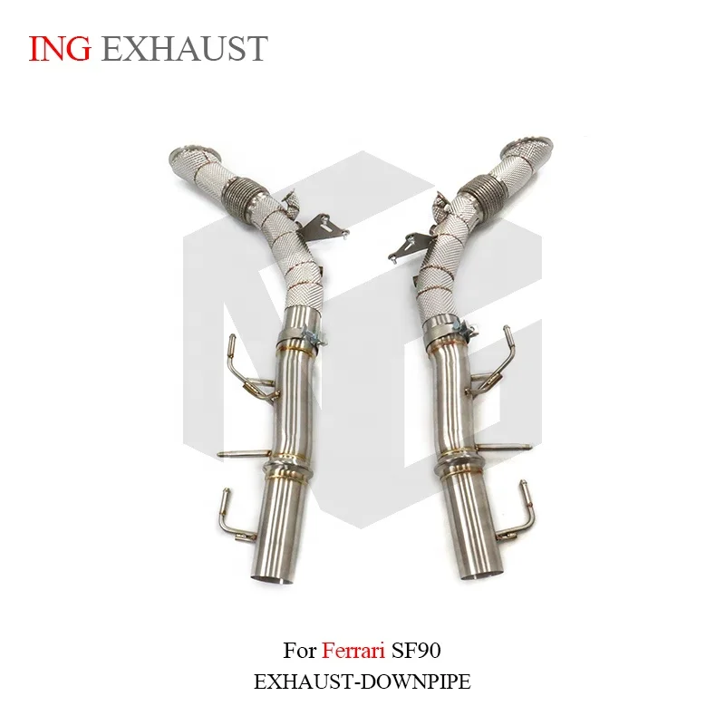 BNB Titaniumz Stainless Steel Downpipe for Ferrari SF90 with Heat Shield