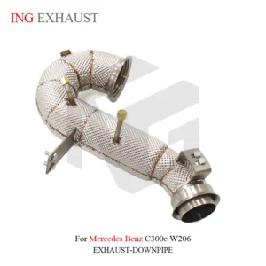 BNB Titaniumz Stainless Steel Exhaust Downpipe for Mercedes C300e W206 Heat Shield