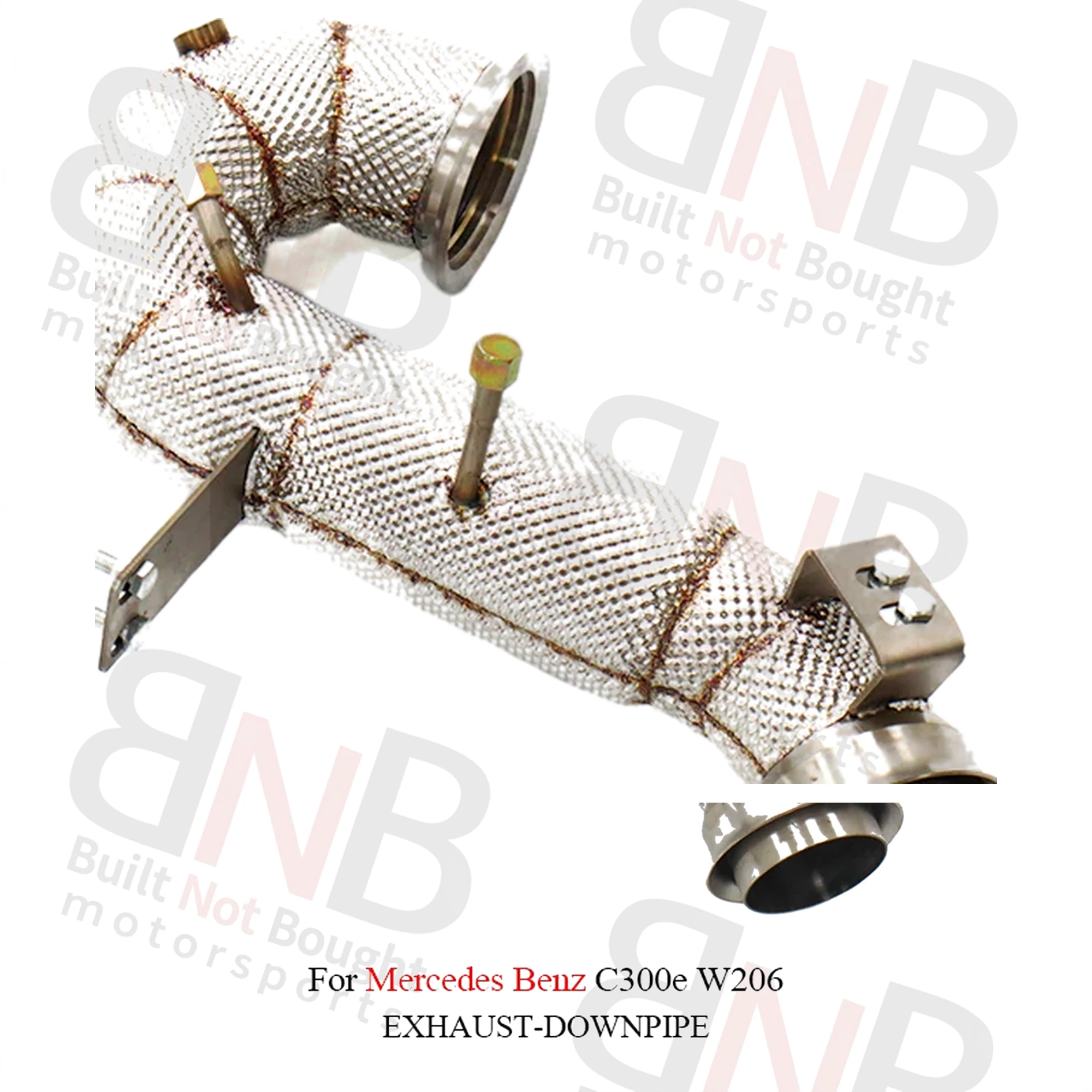 BNB Titaniumz Stainless Steel Exhaust Downpipe for Mercedes C300e W206 Heat Shield