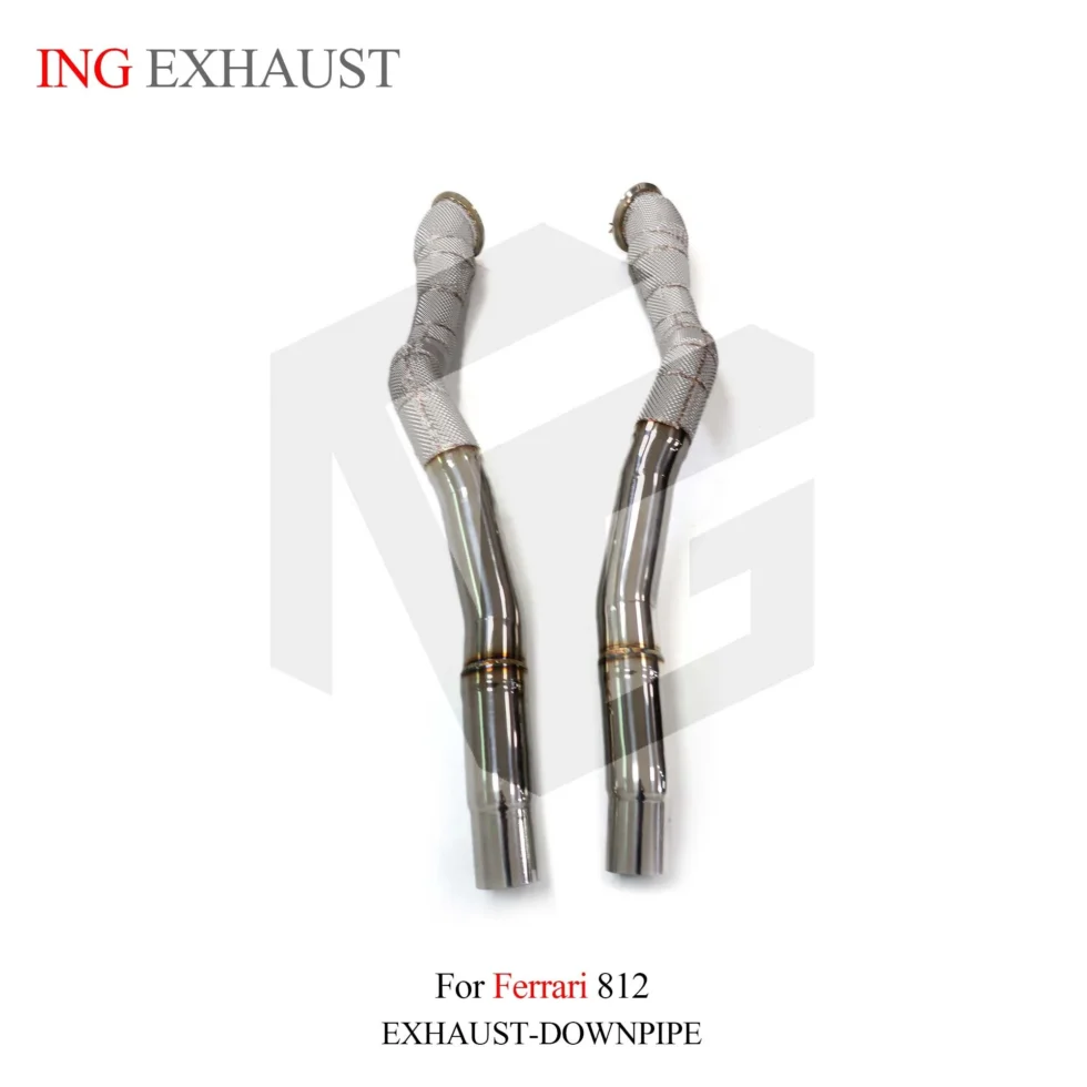 BNB Titaniumz Stainless Steel High-Flow Heat Shield Downpipe for Ferrari 812 Silvery