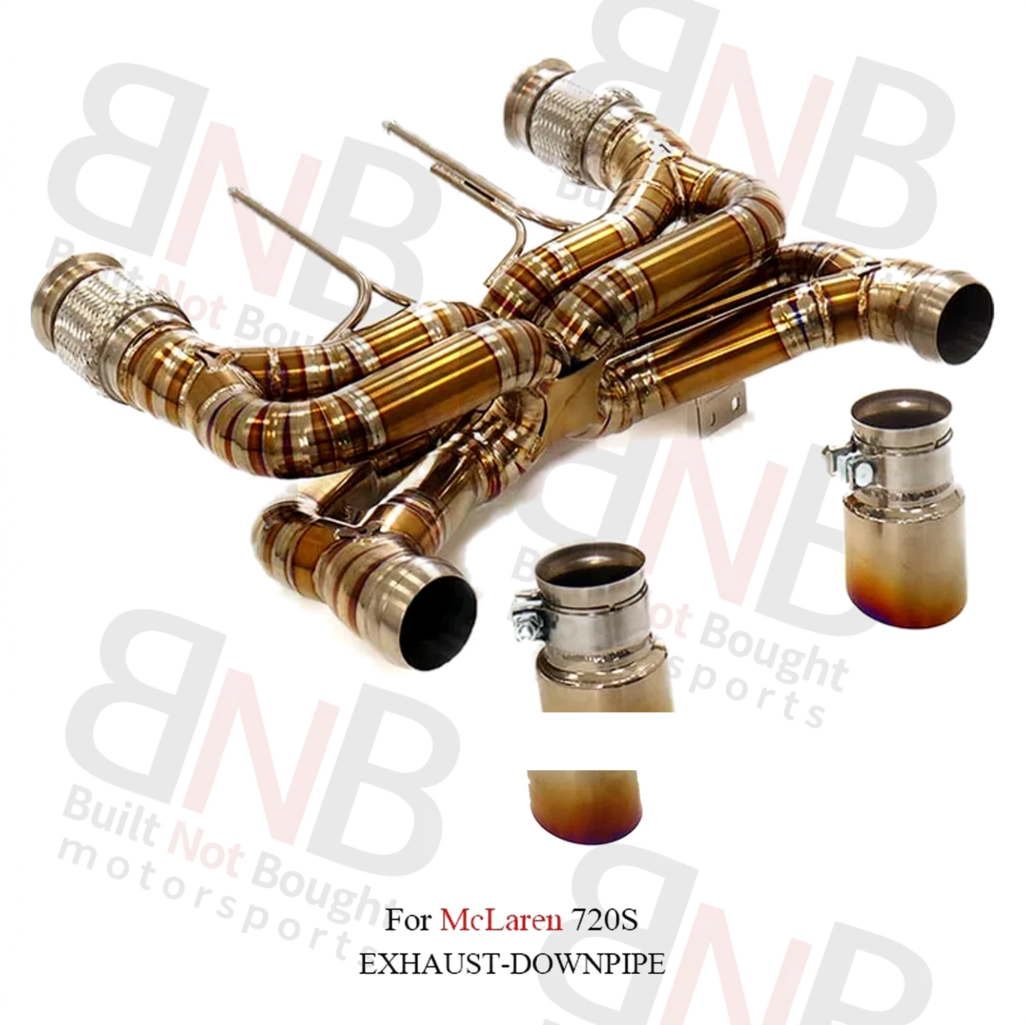 BNB Titaniumz McLaren 720S Catback Exhaust Titanium Double X Tube Golden