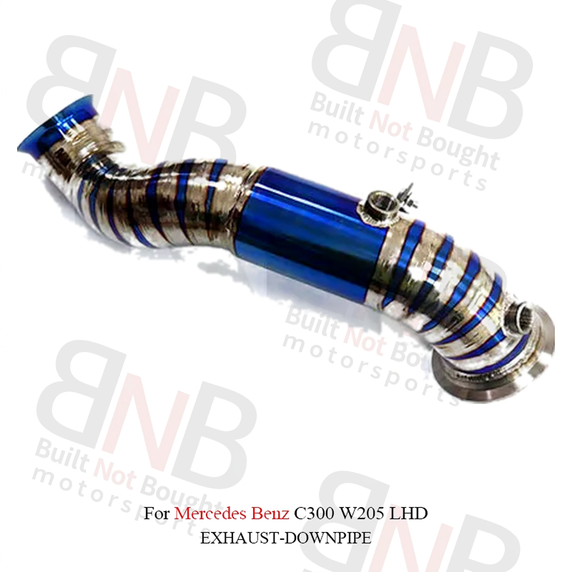 BNB Titanium Exhaust Downpipe for Mercedes C300 W205 LHD Blue