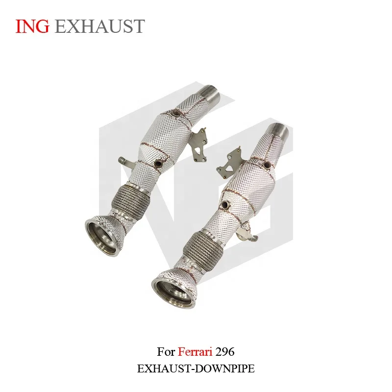 BNB Titaniumz Ferrari 296 Downpipe Exhaust High Flow Heat Shield