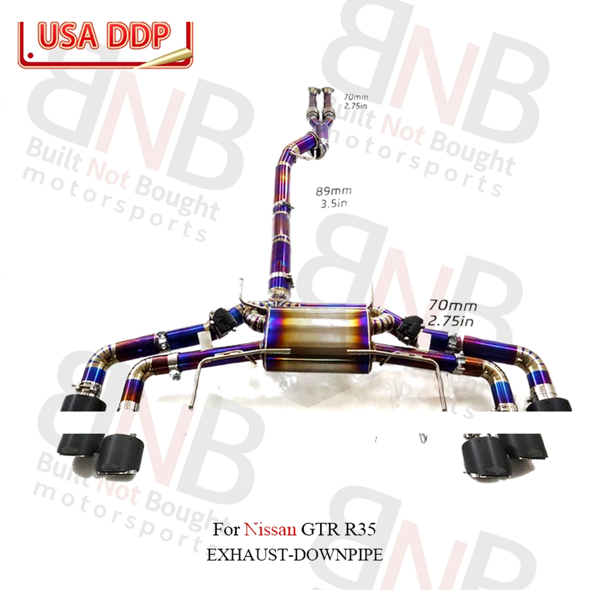 BNB Titaniumz Titanium Exhaust System for Nissan GTR R35 120x50x40 Slivery