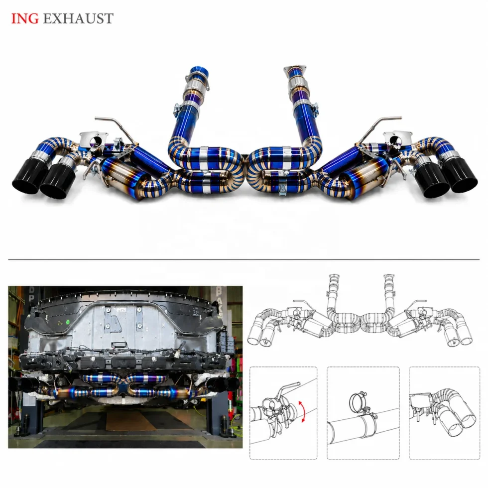 BNB Corvette C8 Z51 Titanium Exhaust System OEM Valves Blue