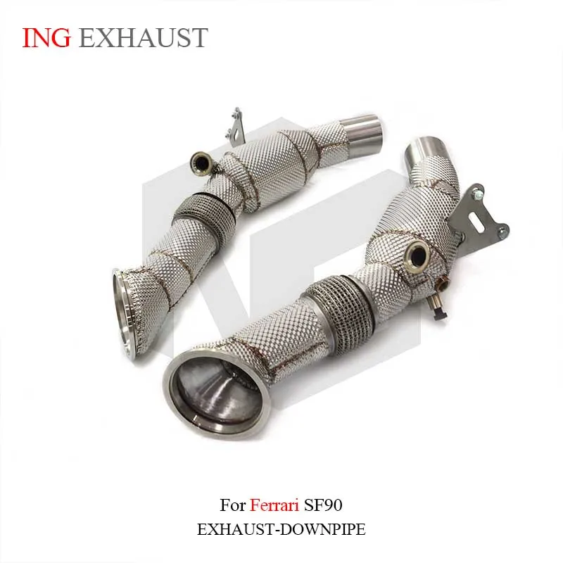 BNB Titaniumz Fashion Stainless Steel Exhaust Downpipe for Ferrari SF90 Silvery