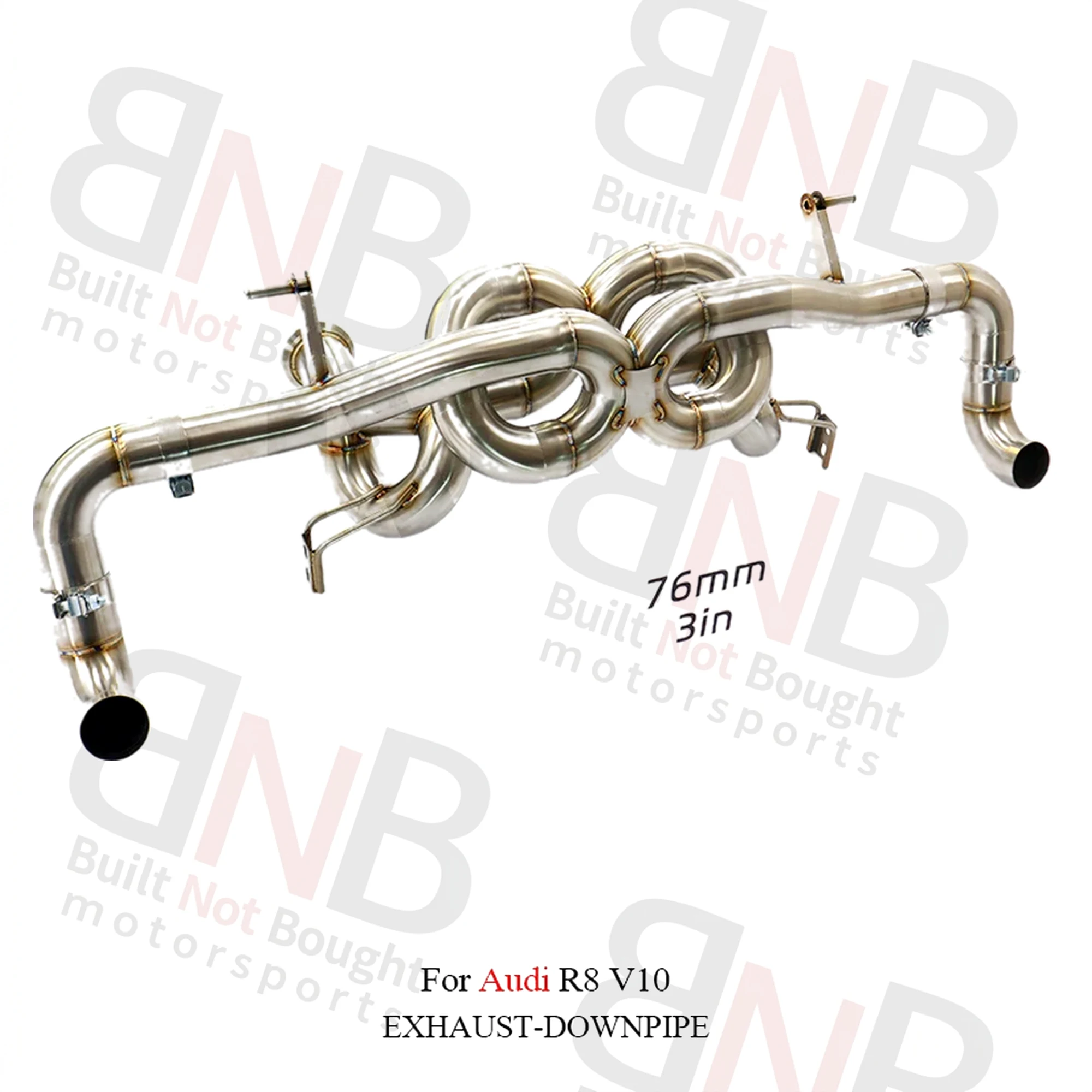 BNB Titaniumz Audi R8 V10 5.2L Catback Exhaust Dual X-Pipe Stainless Steel