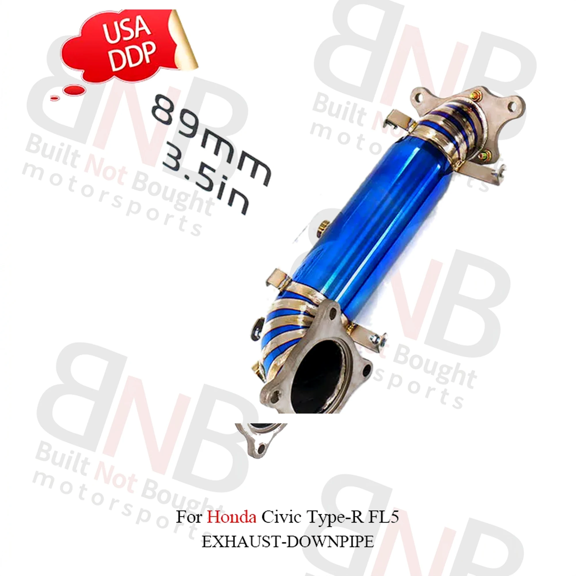 BNB Titanium Exhaust Downpipe for Honda Civic Type-R Fl5 Blue Burnt 80x50x40